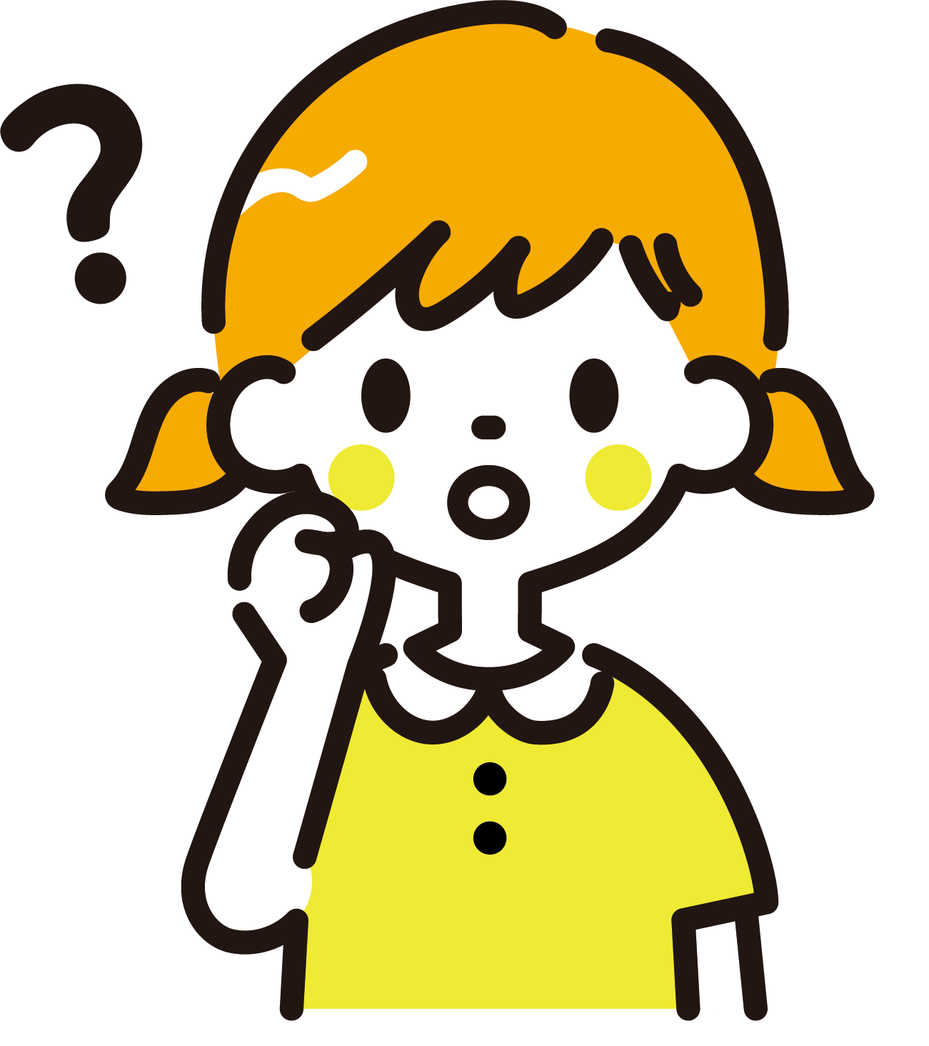 考えている女の子のイラスト